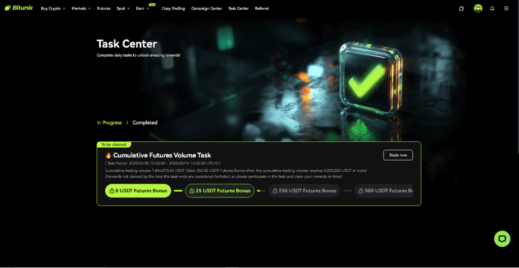 bitunix exchange task center